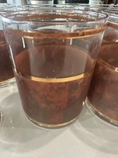 MCM Culver Glasses 6 Whiskey Old Fashion Tortoise Shell 22k Gold VINTAGE