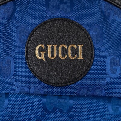 69760 auth GUCCI blue black GG MONOGRAM ECONYL OFF THE GRID