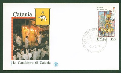 1986 ITALIEN FDC FILIGRAN CATANIA LE CANDELORE DI CATANIA