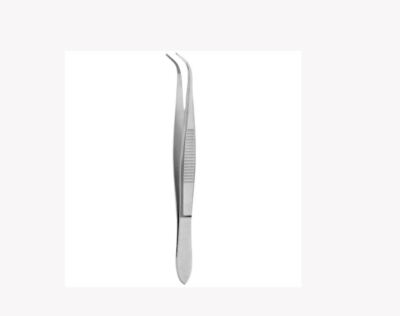 V. Mueller OP3190 Dressing forceps Serrated jaws. Overall 4in (10.2cm). Curved