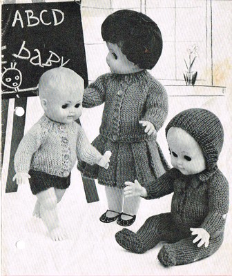 Puppenkleidung Strickmuster. 10-12-14-16 Zoll Puppe.  Laminiertes Exemplar. (V Puppe 63)