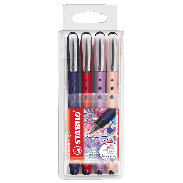 4 Stabilo Worker®+ Medium Naturecolors Wildflower Tintenroller 0,5 Mm Blau-image