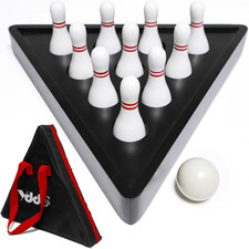 Shuffleboard Bowling Pin Set with 10 Pcs Premium Hardwood Bowling Pins Durabel T