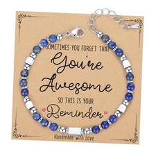 Tiny Gemstone Beaded Bracelets for Women Teen Girls, You are Lapis Lazuli