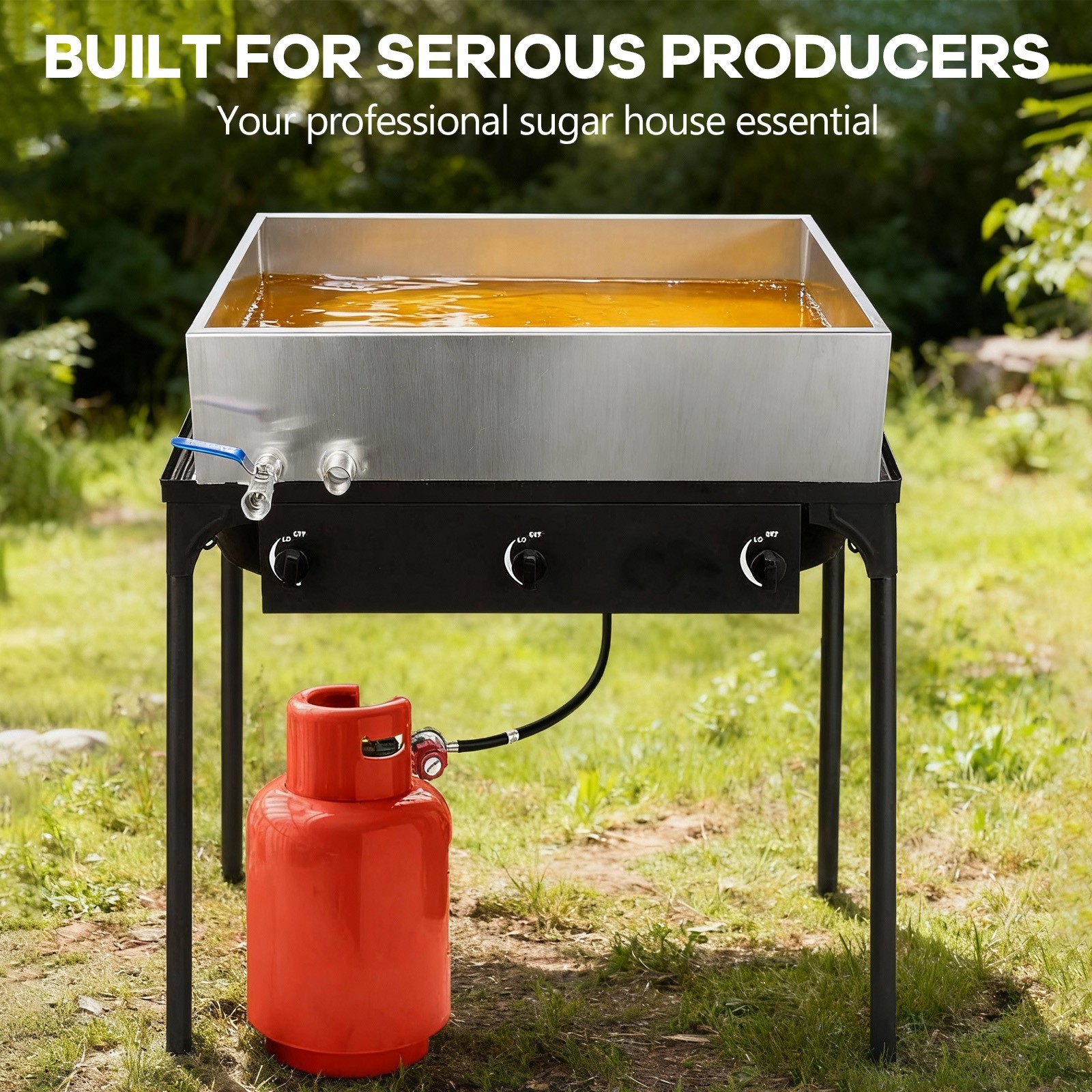 Marada Maple Syrup Evaporator Pan 304 Stainless Steel with a Valve Two Interface