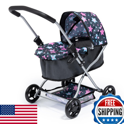 Bayer Doll Stroller Pram Starter Adjustable Handle Foldable Design Canopy