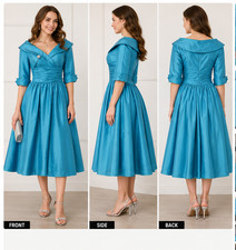 LightInTheBox Womens Size 2 Pool Blue Vintage Tea Dress Boned Formal NWT