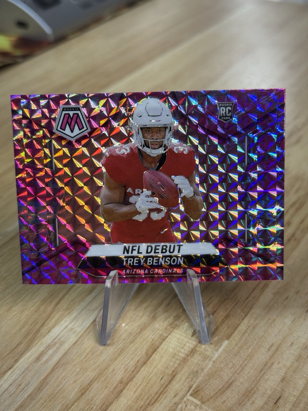 2024 Trey Benson NFL Debut Mosaic Camo Pink Prizm Parallel Rookie RC Card #277