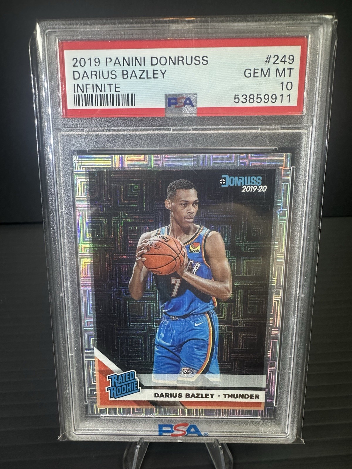 2019 Panini Donruss Darius Bazley #249 Rated Rookie Infinite Prizm PSA 10