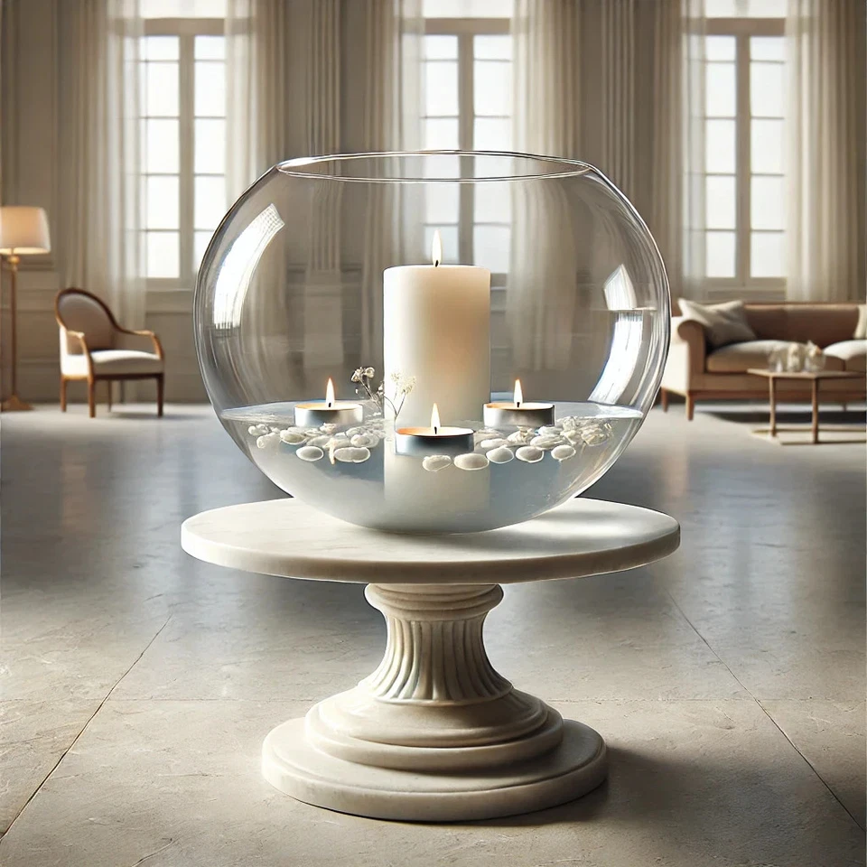 Florero de vidrio transparente de 3 galones de 12" con tazón de burbujas centro de mesa flores decoración de peces Betta Foto 4 de 4