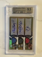 2009 Topps Matthew Stafford Auto/Patch Sanchez, Freeman #/5 Gold BGS 9.5