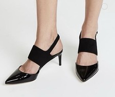 Tory Burch Ashton Slingback Pumps 7.5M Suede & Patent Leather Pointed Toe