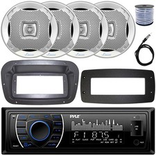 Pyle Single-DIN Marine Receiver W/Kit  Adapter Plate, 4x 6.5" 400W Max Speakers