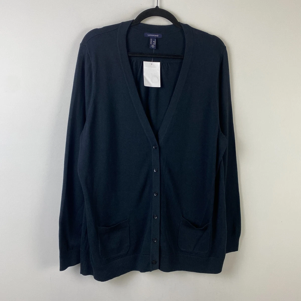 Pull Col Zip Lands End Noir Taille 1X (16W-18W) - Occasion Très Bon état, Doux Et Pratique