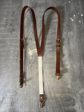 JJ Leather Suspenders Brown Brass Buckles Hardware