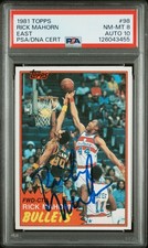 1981 Rick Mahorn signed ROOKIE card Topps #98 PSA 8 AUTO 10 MINT Piston Bad Boys