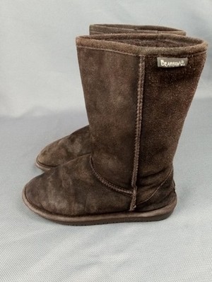Bearpaw Emma Tall Boot Youth Kid Shoe Size 2 Brown Suede Casual Winter Cold 618Y