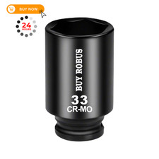 33mm Socket 12 Drive Deep Impact Metric Socket 6 Point Socket Black 33mm Socket 12 Drive Deep Impact Metric Socket 6 Point Socket Black