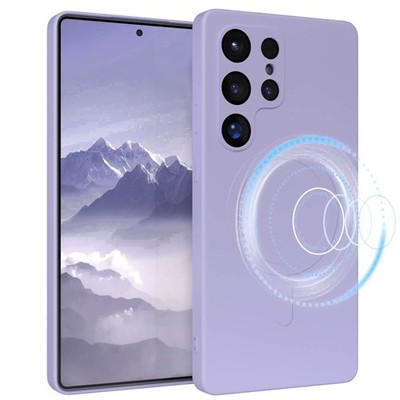 Silikonhülle magnetisch für Samsung Galaxy S25 Ultra Magnet Case Lavendel Blau