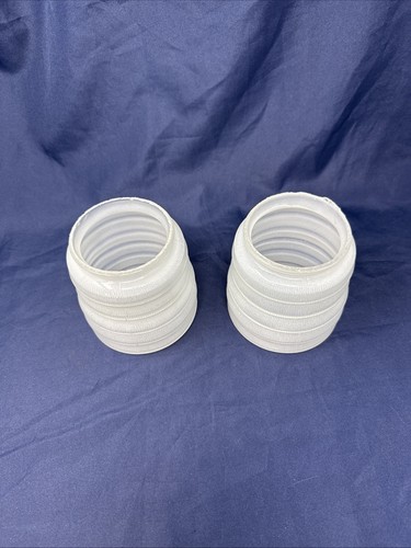 Antico paralume lampada vintage vetro satinato goffrato misura attacco 3 1/4" SET - Foto 4 di 24
