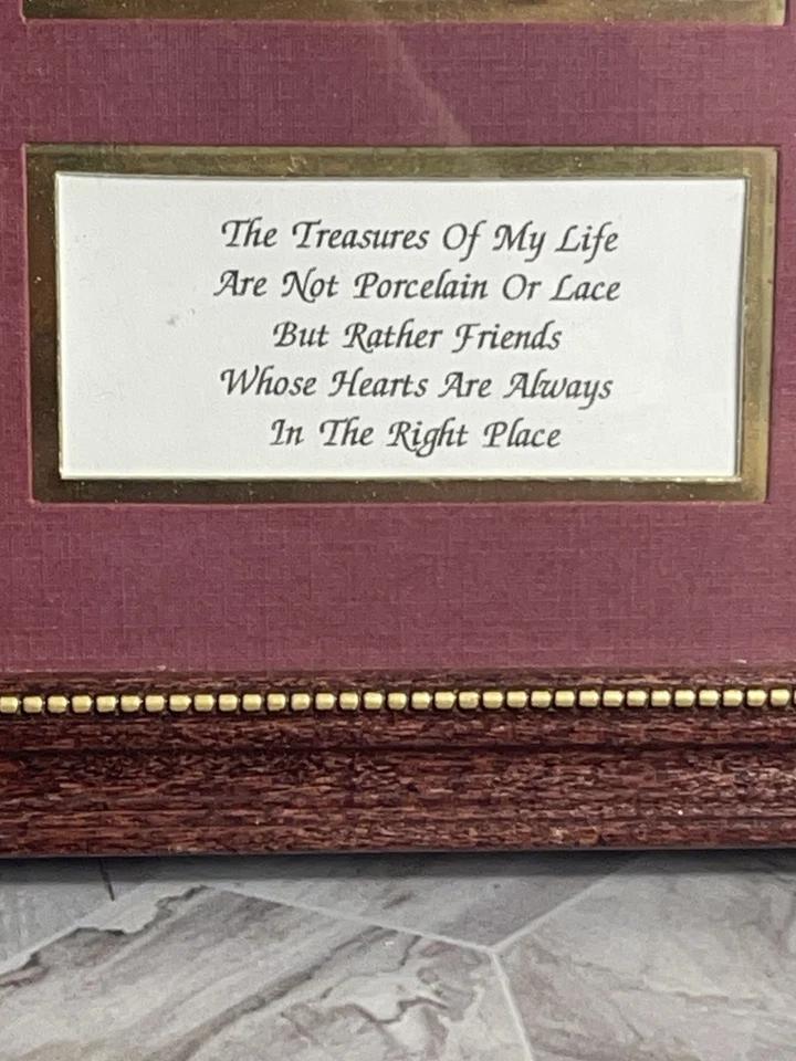 Caja de sombras enmarcada cita decoración con cuchara porcelana rosas encaje 2001 hecho a mano Foto 2 de 4
