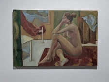 Estate Sale Collection Texas Artist Acrylic Nude Painting on Canvas 20" x 30"