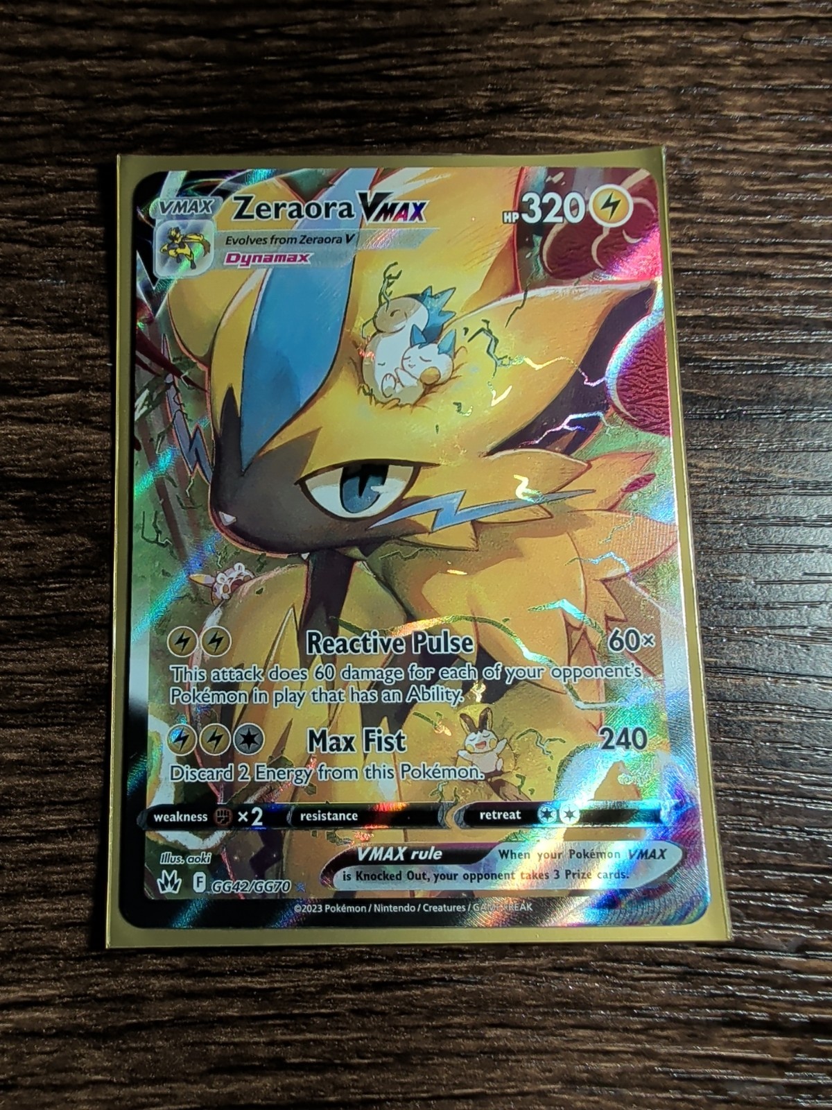 Pokémon TCG Zeraora VMAX Holo Ultra Rare Gg42/Gg70 Crown Zenith Mint