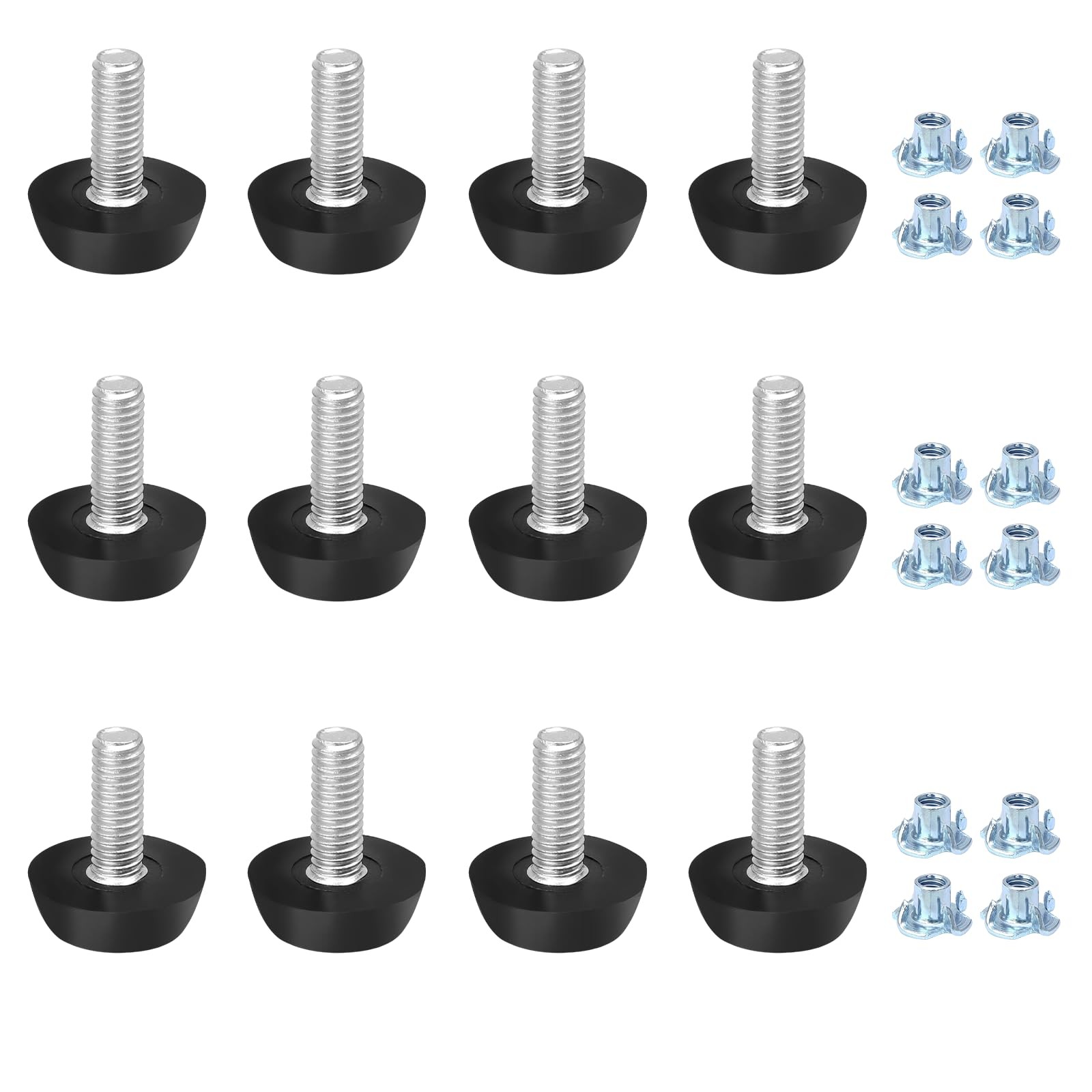 12 Pack M6 Furniture Levelers Stainless Steel Adjustable Threaded Leg Leveling