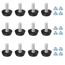 12 Pack M6 Furniture Levelers Stainless Steel Adjustable Threaded Leg Leveling