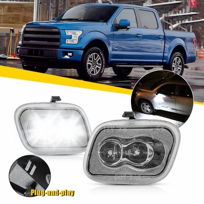 2x LED Mirror Ground Illumination Puddle Lights For 17-22 F-250 F-350 Super Duty