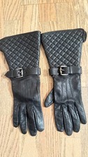 BURBERRY WOMENS BLACK LEATHER QUILTED LONG GA...