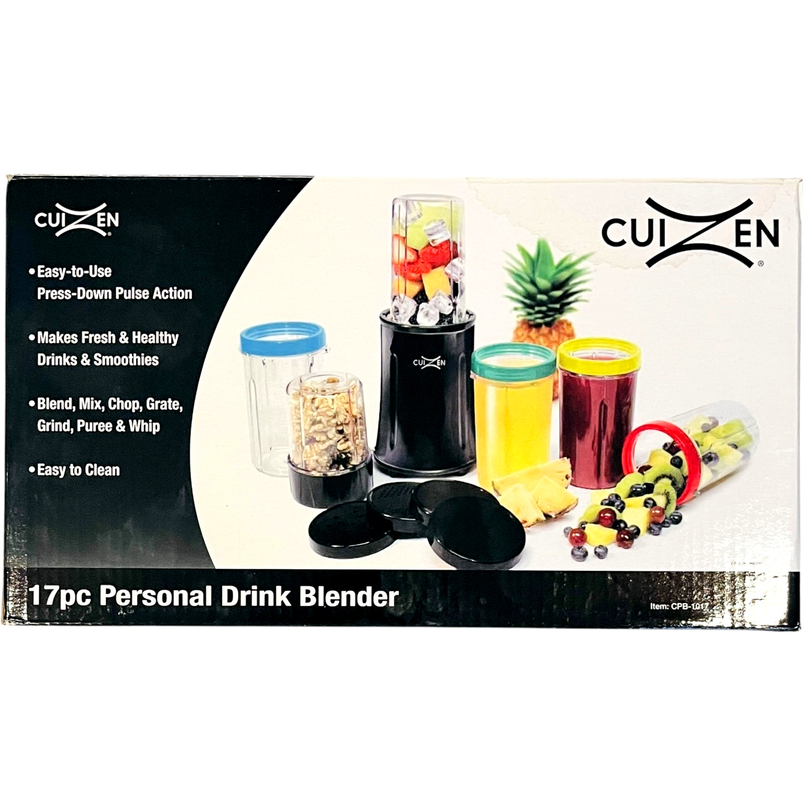 CUIZEN Personal Drink Blender - 17 Pieces - Blend, Mix, Chop, Grate, Grind, Whip