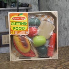 Melissa Doug 26-Piece Cutting Food Box Play Food Set Brown Multi 10.5x10.5x3