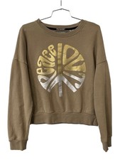 Superdry Sweatshirt Size 8 Crewneck Long Sleeve Peace Logo Pullover Relaxed Fit