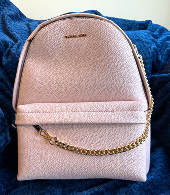 Michael Kors Slater Medium Chain Backpack Powder Blush Zip Gold  Adjustable
