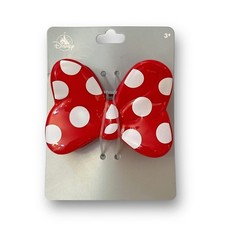 2026 Disney Parks Minnie Mouse Bow Hair Claw Clip Red White Polka Dot New
