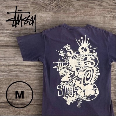 Stussy Skull 8 Ball World Tour Tee Navy M 00s Vintage Back Print