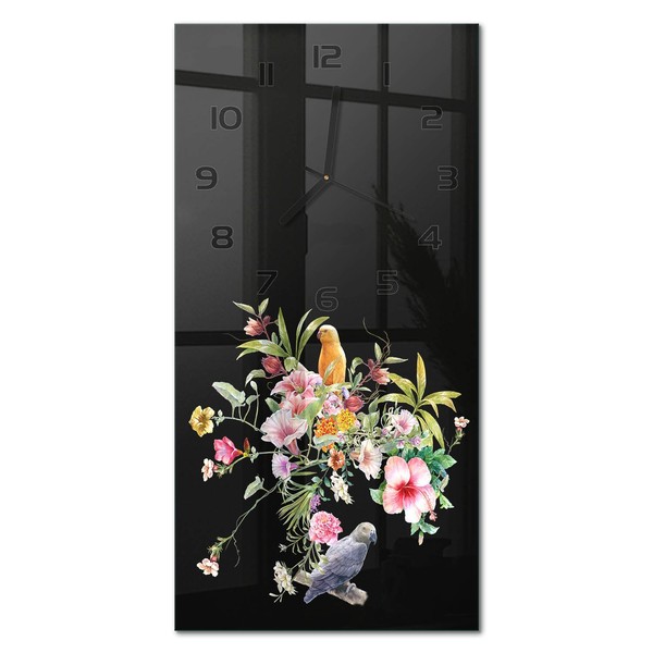 Glas-Wanduhr LäNglich Wanduhr Aus Glas Hawaii-Muster Schwarze Zeiger 30X60 Cm-image