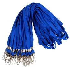 100 PCS Blue Lanyards for ID Badges Bulk Flat Lanyard Swivel J-Hook Clip