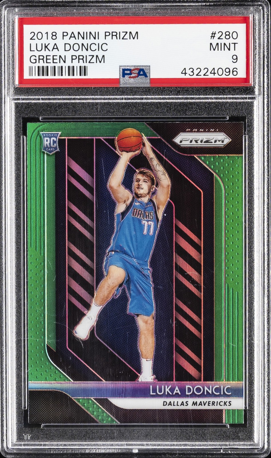 2018 PANINI PRIZM GREEN PRIZM #280 LUKA DONCIC ROOKIE RC PSA 9