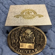 Houston Livestock Show Rodeo 1993 Award Design Medals Brass Belt Buckle 61 Yr LE