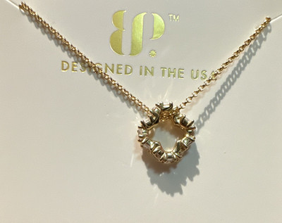 BP Sterling Club NK96619 925 Vermeil CZ Square Charm Pendant Necklace 16'' Adj