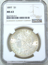 1897 P Morgan Silver Dollar NGC MS63 Frosty PQ Just Graded New Holder #A253E