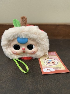 BABY 3 Fruits Orchards Plush Heart Boba Eyes Strap And Card Opened
