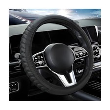 Car Steering Wheel Cover, Elastic Stretch Leather Wheel Protector with Black