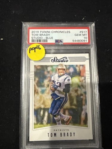 🔥🔥 2019 Panini Chronicles Studio Tom Brady Blue /99 PSA 10 Patriots