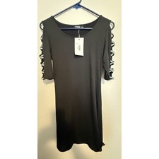 YOINS Small Black Dress Cutout Sleeve Rhinestone Detail Party Cocktail