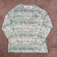 Reel Life Sun Ray Defender UPF 50 Fishing Shirt Real Teal Waves Size XL