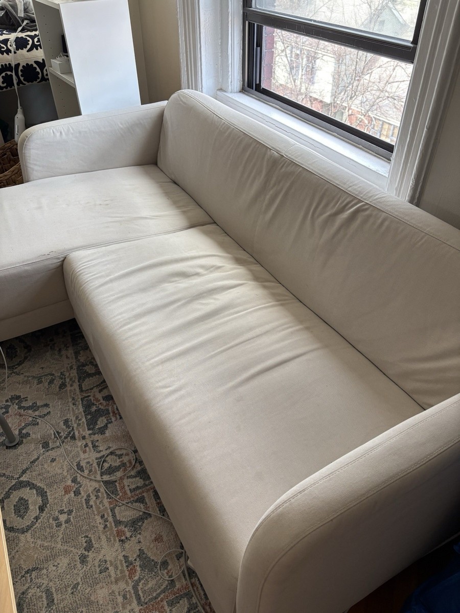 IKEA LINANÄS Sofa with Chaise Beige Polyester 3-Seat 77.5in