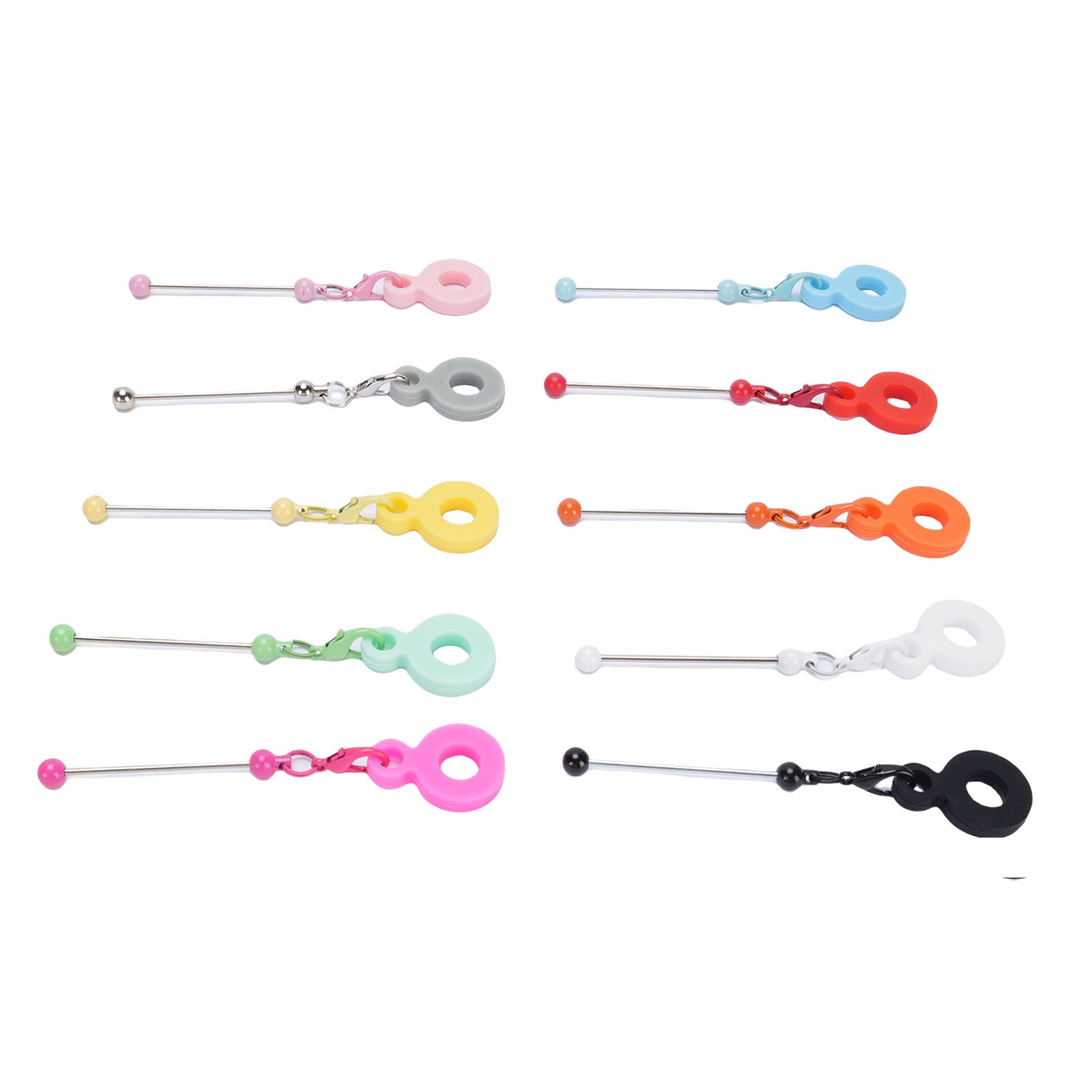 10PCS Blank Beadable Bars Colorful Keychain Making Set For Crafts //